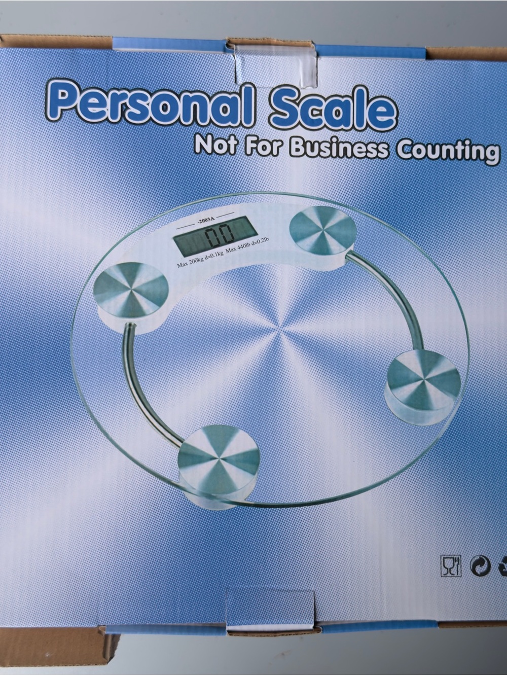 Personal Glass Digital Bathroom Scale - Clear Glass New